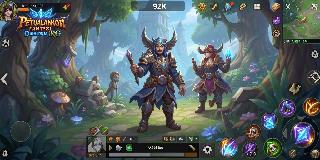 Screenshot gameplay 9ZK menampilkan pertempuran yang strategis dan grafik yang memukau.