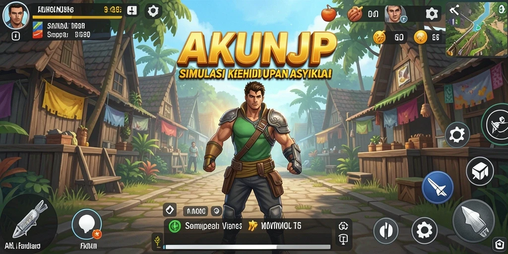 Tampilan gameplay AKUNJP dengan karakter yang berinteraksi di dunia virtual.