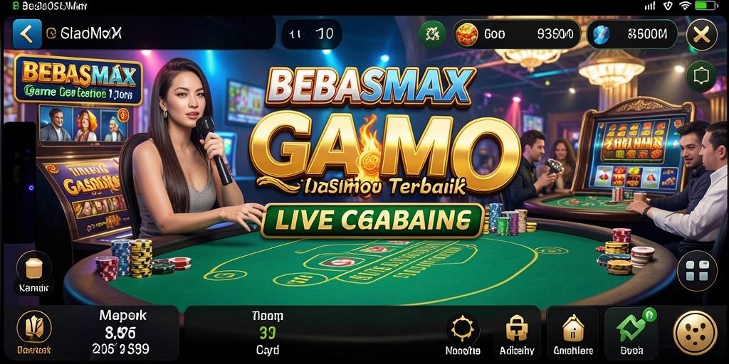 Screenshot utama BEBASMAX menunjukkan dealer yang ramah dalam gameplay Live Casino.