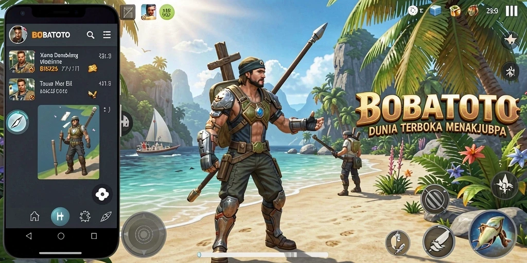 Screenshot gameplay BOBATOTO menampilkan aksi petualangan dalam dunia terbuka.