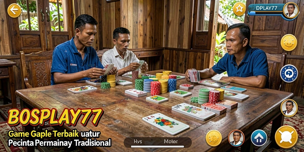 Tampilan gameplay seru dalam permainan Gaple BOSPLAY77.