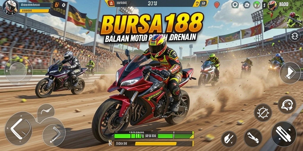 Screenshot BURSA188 menampilkan aksi balapan motor yang seru dan mendebarkan.