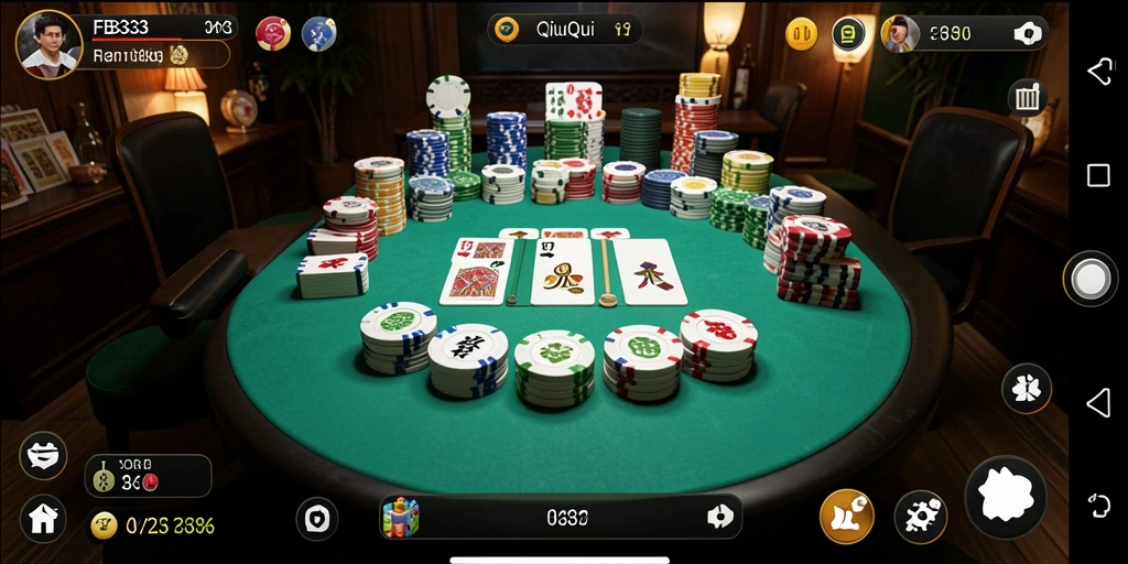 Screenshot gameplay FB333 yang menampilkan suasana bermain QiuQiu.