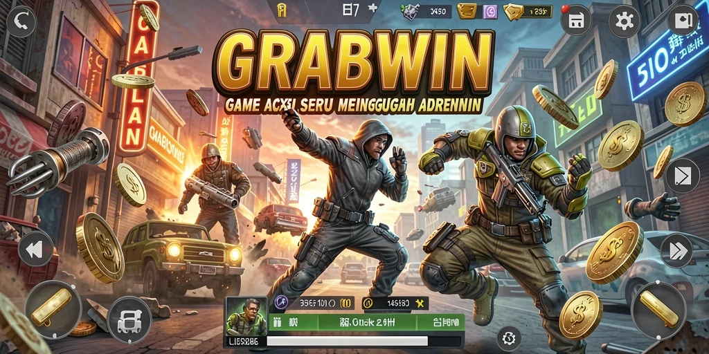 Tampilan aksi seru dalam gameplay GRABWIN yang mendebarkan.