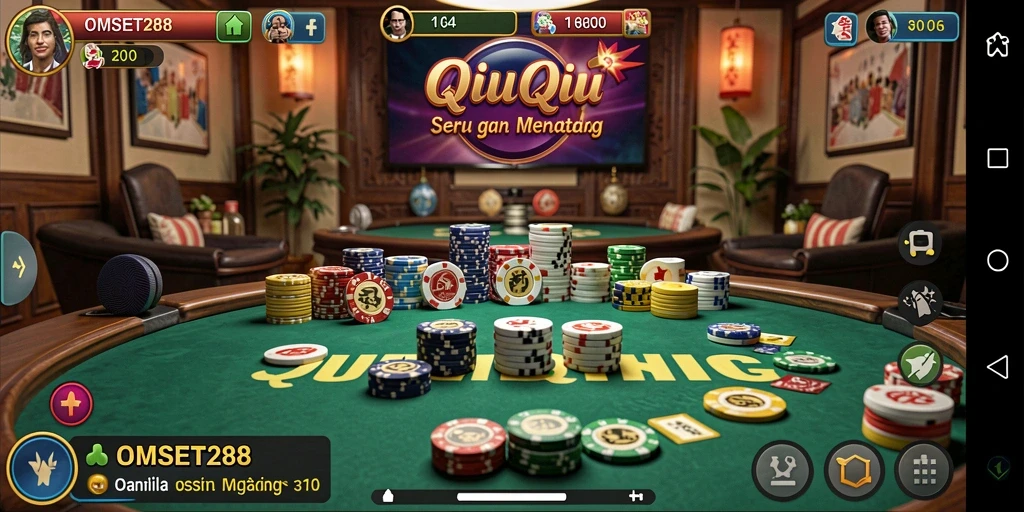Tampilan gameplay QiuQiu yang seru dan mendebarkan di OMSET288.