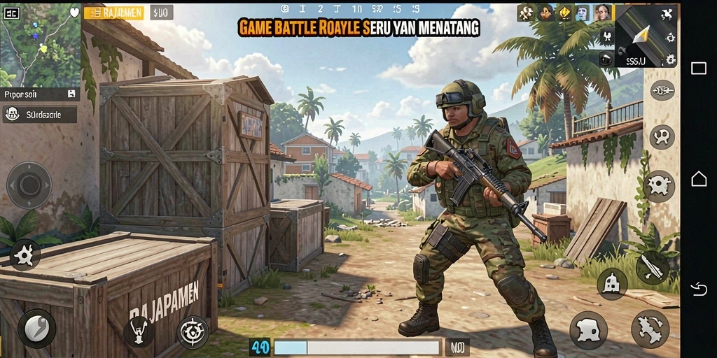 Tangkapan layar gameplay seru RAJAPAMEN di arena Battle Royale.