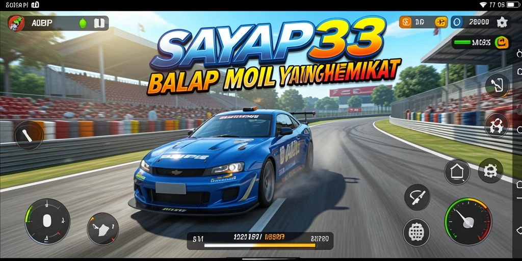 Screenshot gameplay SAYAP33 menampilkan aksi balapan yang mendebarkan.