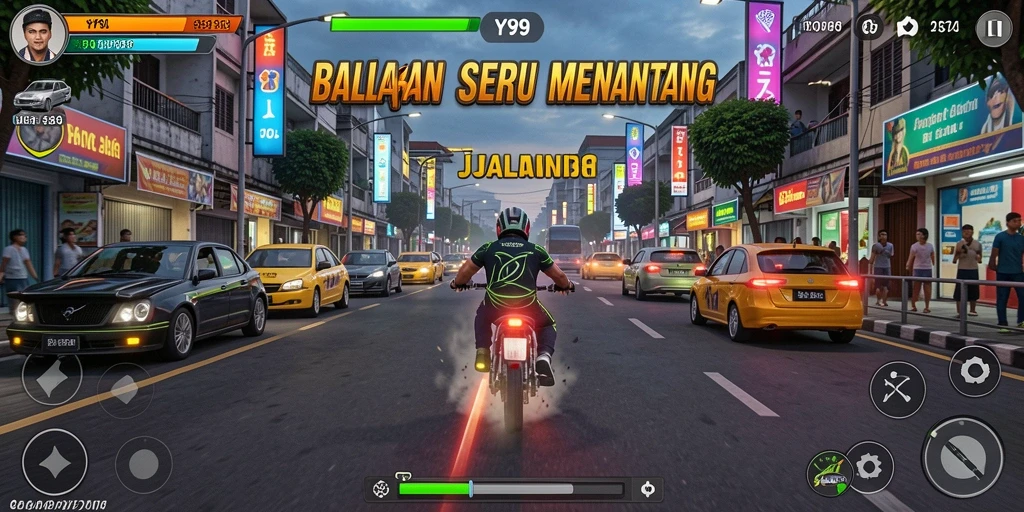 Tampilan gameplay Y89 yang mendebarkan dan penuh aksi balapan.